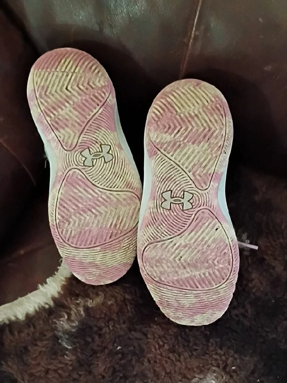 Under Armour Girls White and Pink Sneakers